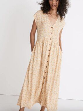 Madewell NWT Piccola Floral Midi Dress XXS Button Front Ecovero